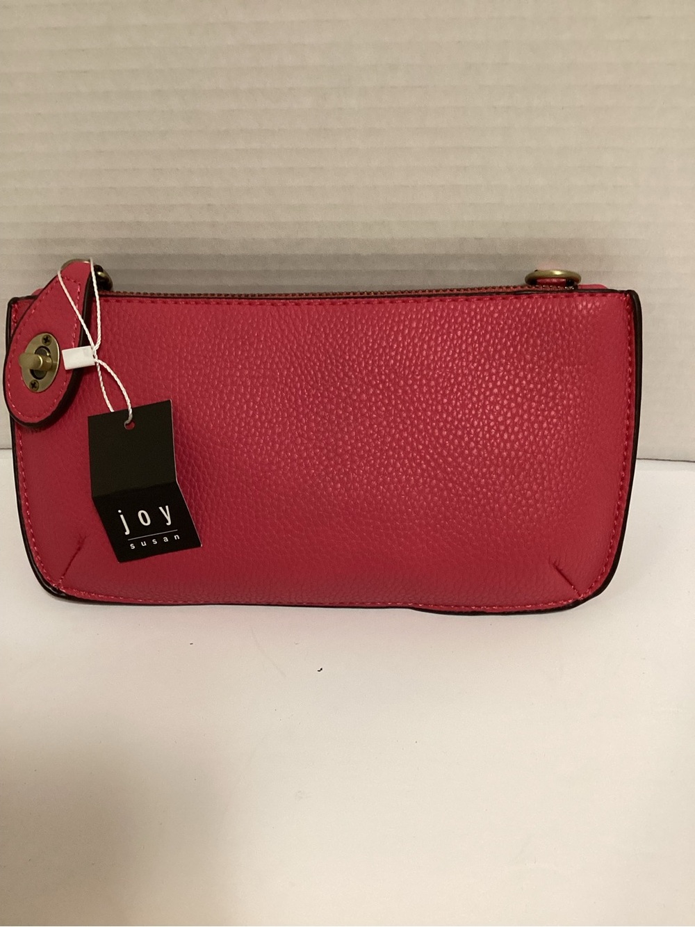 Joy Susan Hot Pink Pebbled Vegan Leather Wristlet/Crossbody Clutch